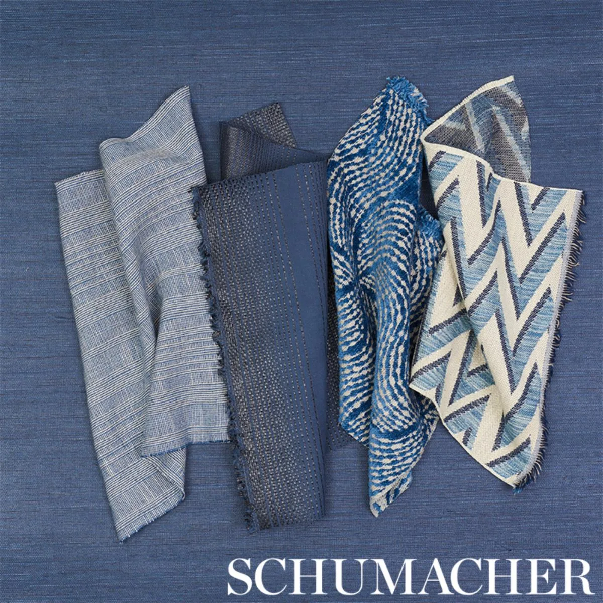 Schumacher 76081 Ostler Blue fabric swatch