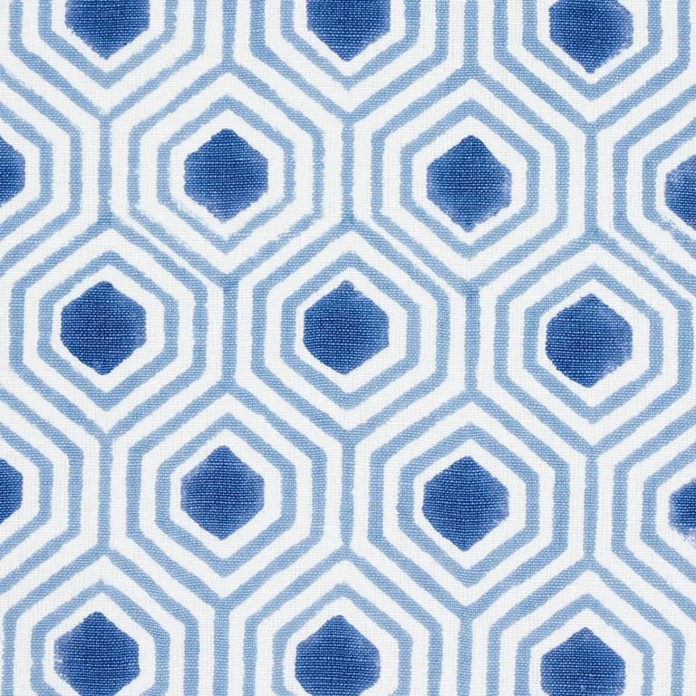 Schumacher 180370 Otis Hand Print Blue fabric swatch