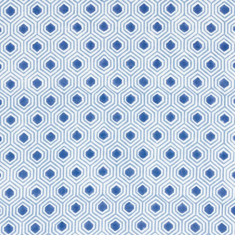 Schumacher 180370 Otis Hand Print Blue fabric swatch