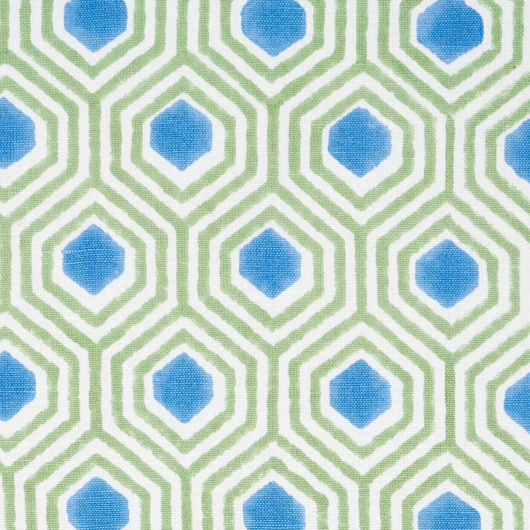 Schumacher 180371 Otis Hand Print Green & Blue fabric swatch