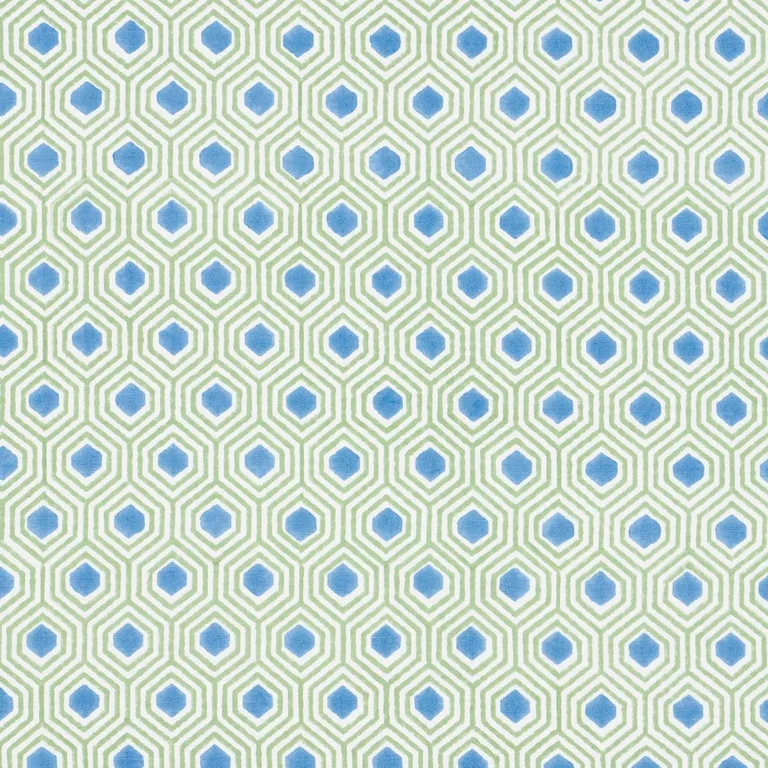 Schumacher 180371 Otis Hand Print Green & Blue fabric swatch