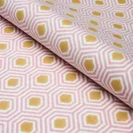Schumacher 180372 Otis Hand Print Pink & Gold fabric swatch