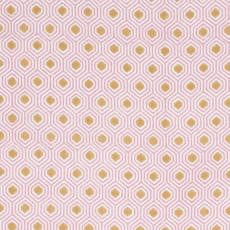 Schumacher 180372 Otis Hand Print Pink & Gold fabric swatch