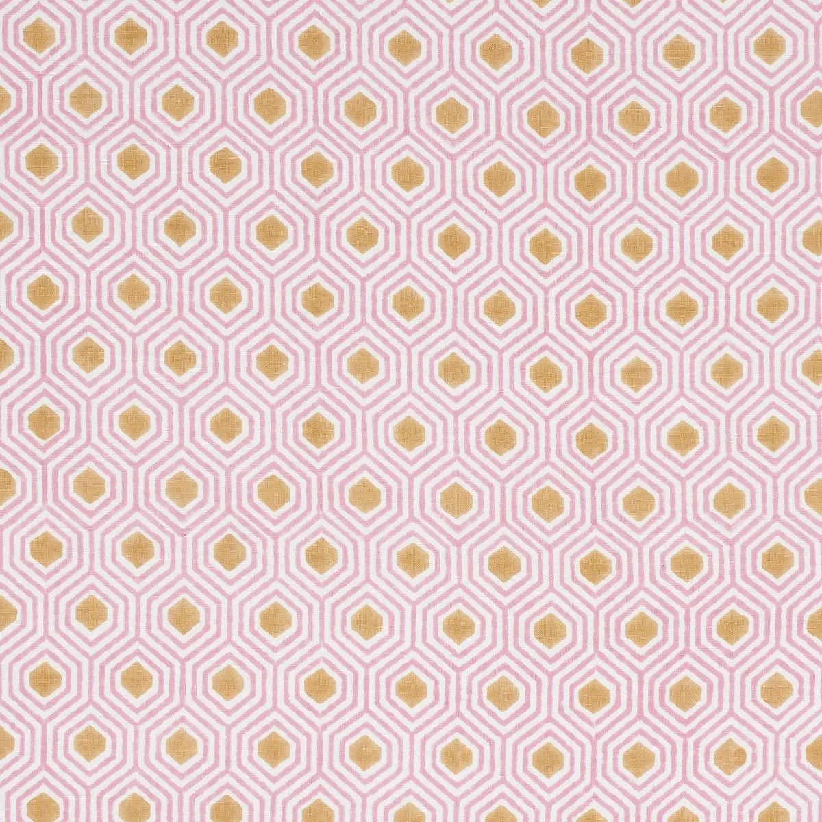 Schumacher 180372 Otis Hand Print Pink & Gold fabric swatch
