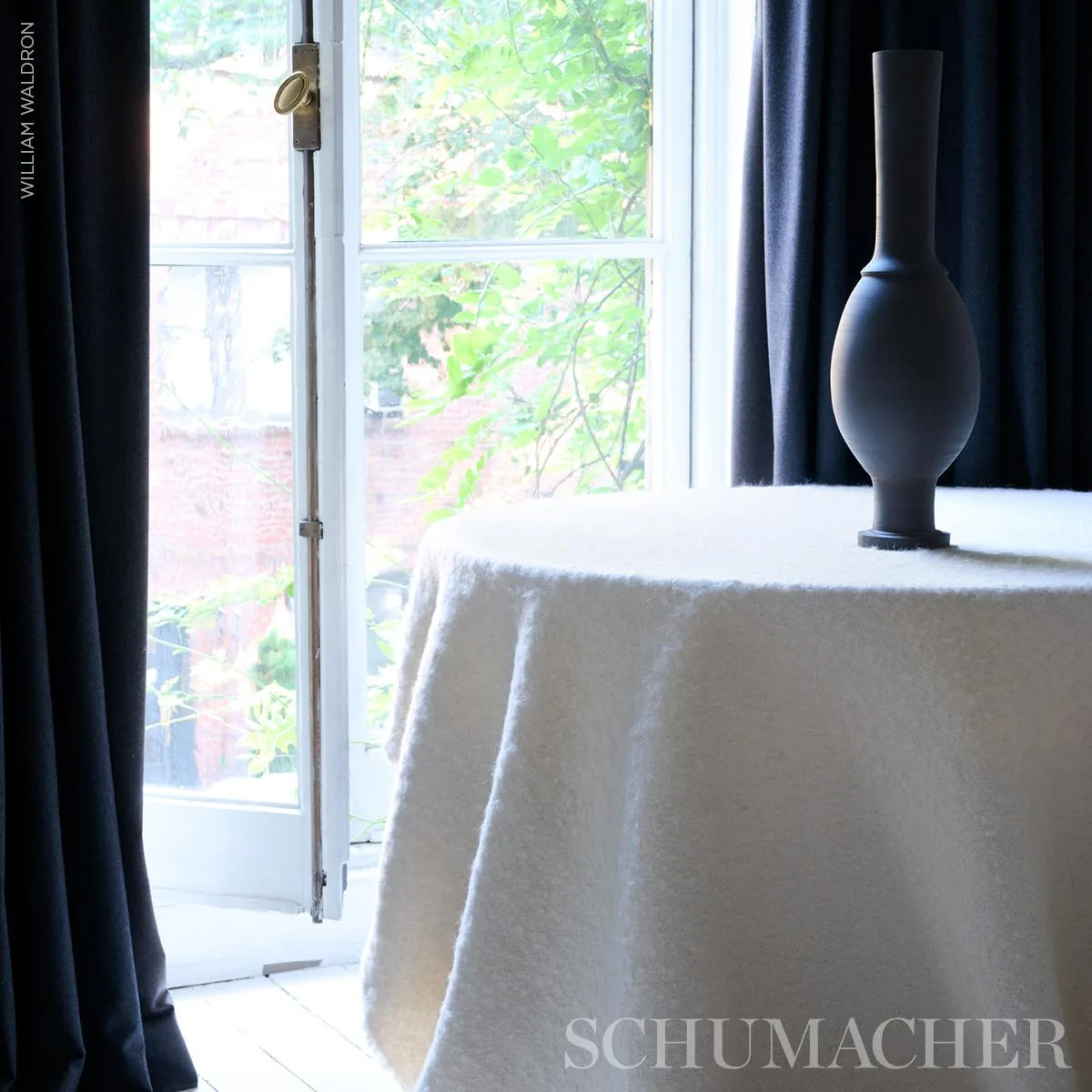 Schumacher 80353 Otti Silk Mohair & Wool Ivory fabric swatch