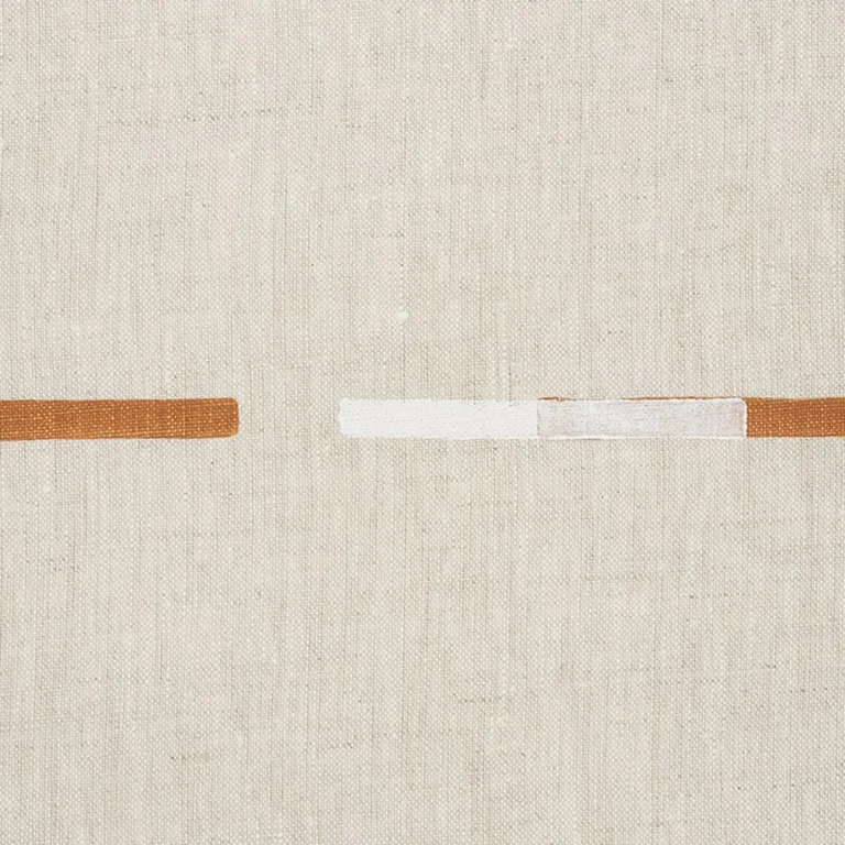 Schumacher 74030 Overlapping Dashes Hand Block Print Brown & White fabric swatch