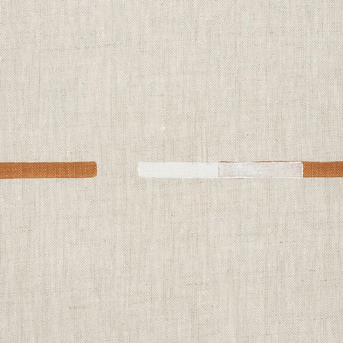 Schumacher 74030 Overlapping Dashes Hand Block Print Brown & White fabric swatch
