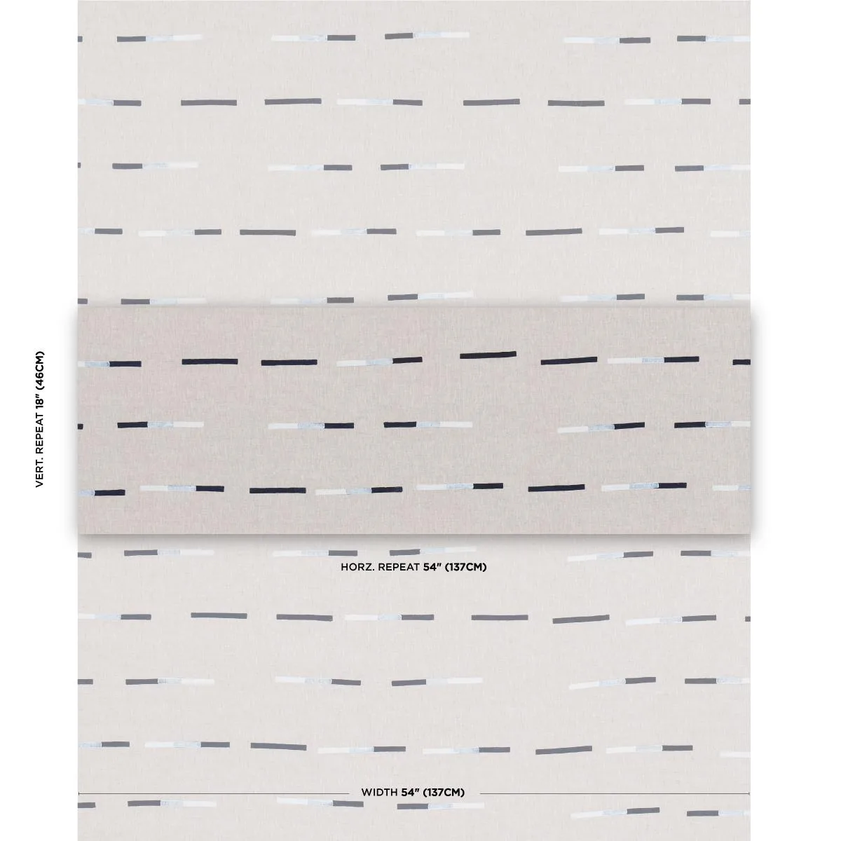 Schumacher 74031 Overlapping Dashes Hand Block Print Navy fabric swatch