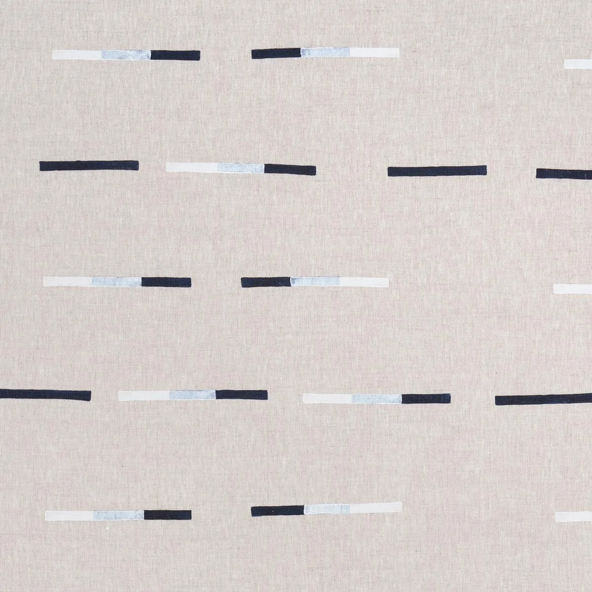 Schumacher 74031 Overlapping Dashes Hand Block Print Navy fabric swatch