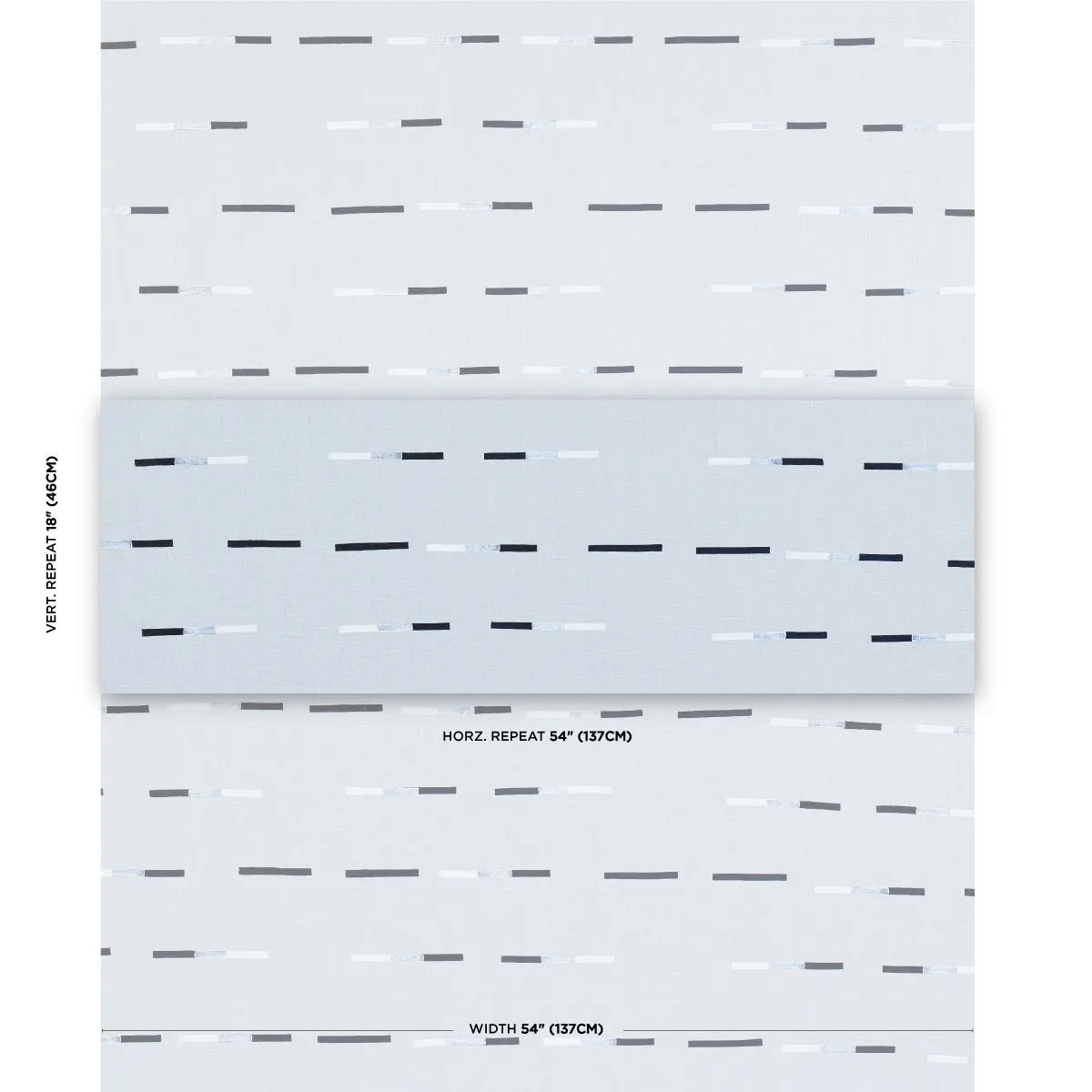 Schumacher 74032 Overlapping Dashes Hand Block Print Sky fabric swatch