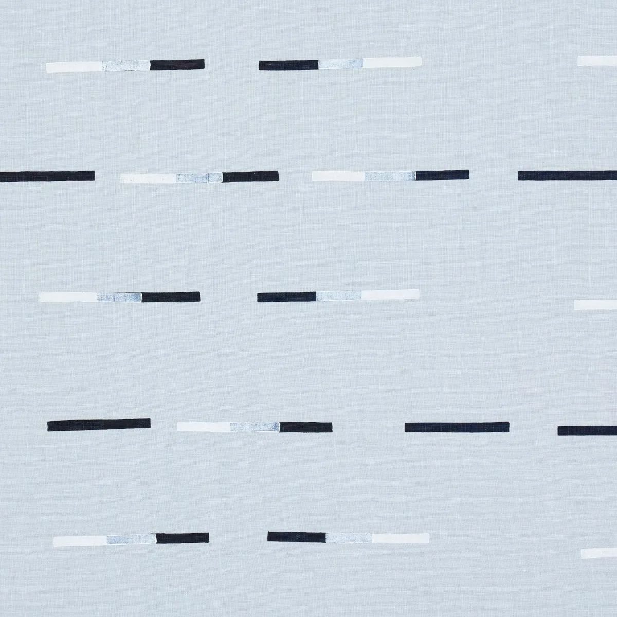 Schumacher 74032 Overlapping Dashes Hand Block Print Sky fabric swatch