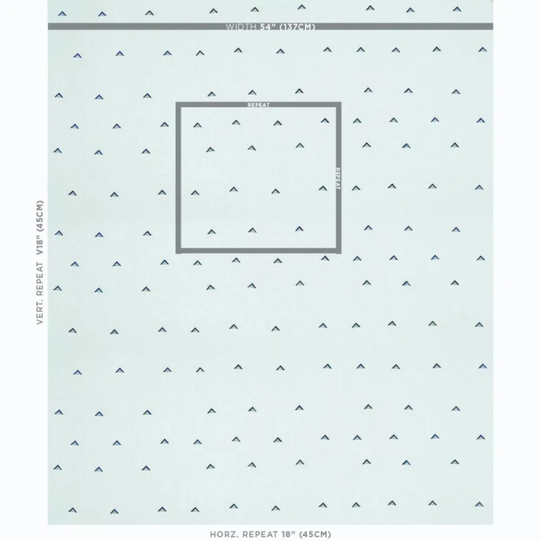 Schumacher 74021 Overlapping Triangles Hand Print Navy & White fabric swatch