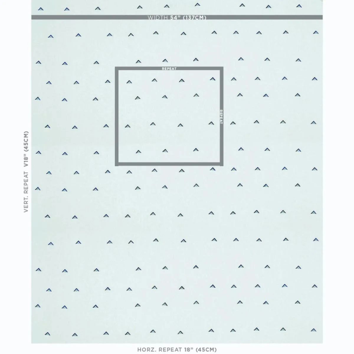Schumacher 74021 Overlapping Triangles Hand Print Navy & White fabric swatch