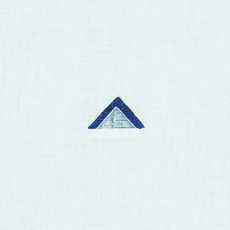 Schumacher 74021 Overlapping Triangles Hand Print Navy & White fabric swatch