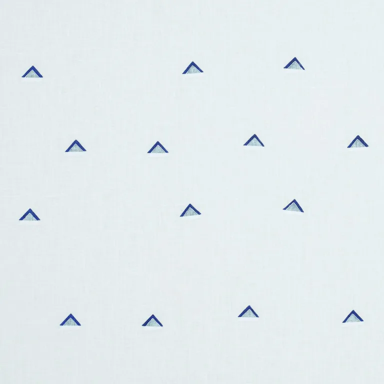 Schumacher 74021 Overlapping Triangles Hand Print Navy & White fabric swatch