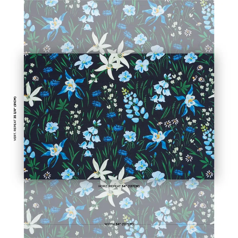 Schumacher 182850 Oz Floral Ebony fabric swatch