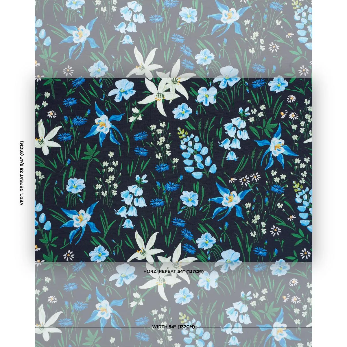 Schumacher 182850 Oz Floral Ebony fabric swatch