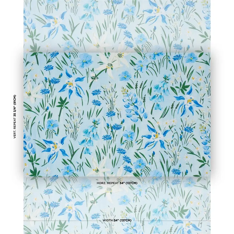 Schumacher 182851 Oz Floral Sky fabric swatch