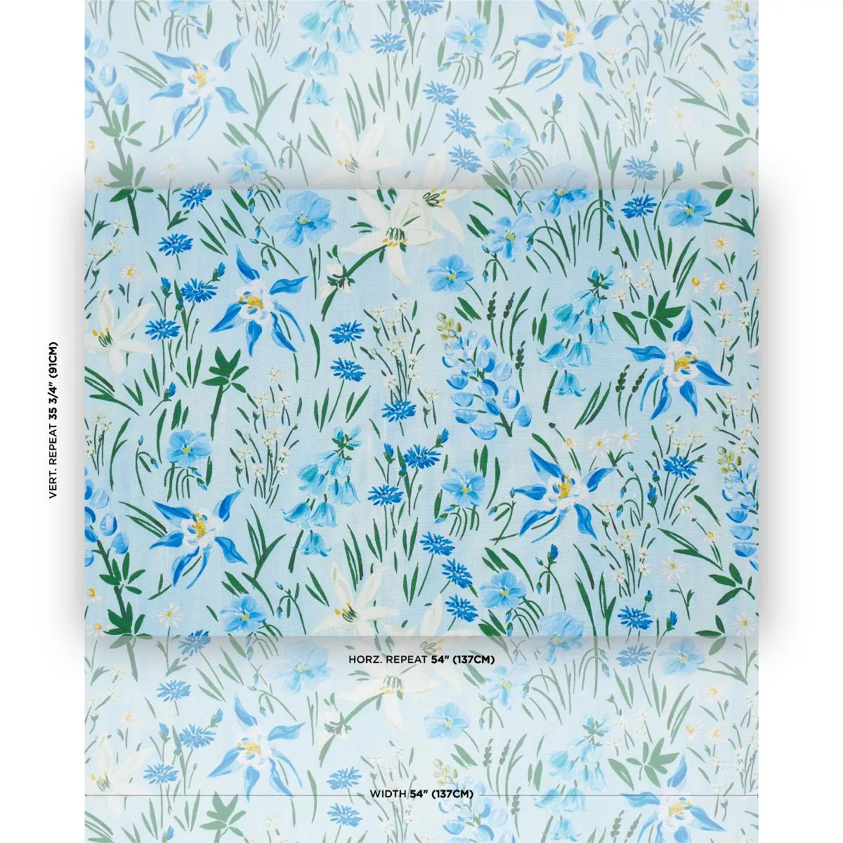 Schumacher 182851 Oz Floral Sky fabric swatch