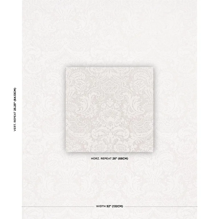 Schumacher 174600 Padova Damask Natural Ivory fabric swatch