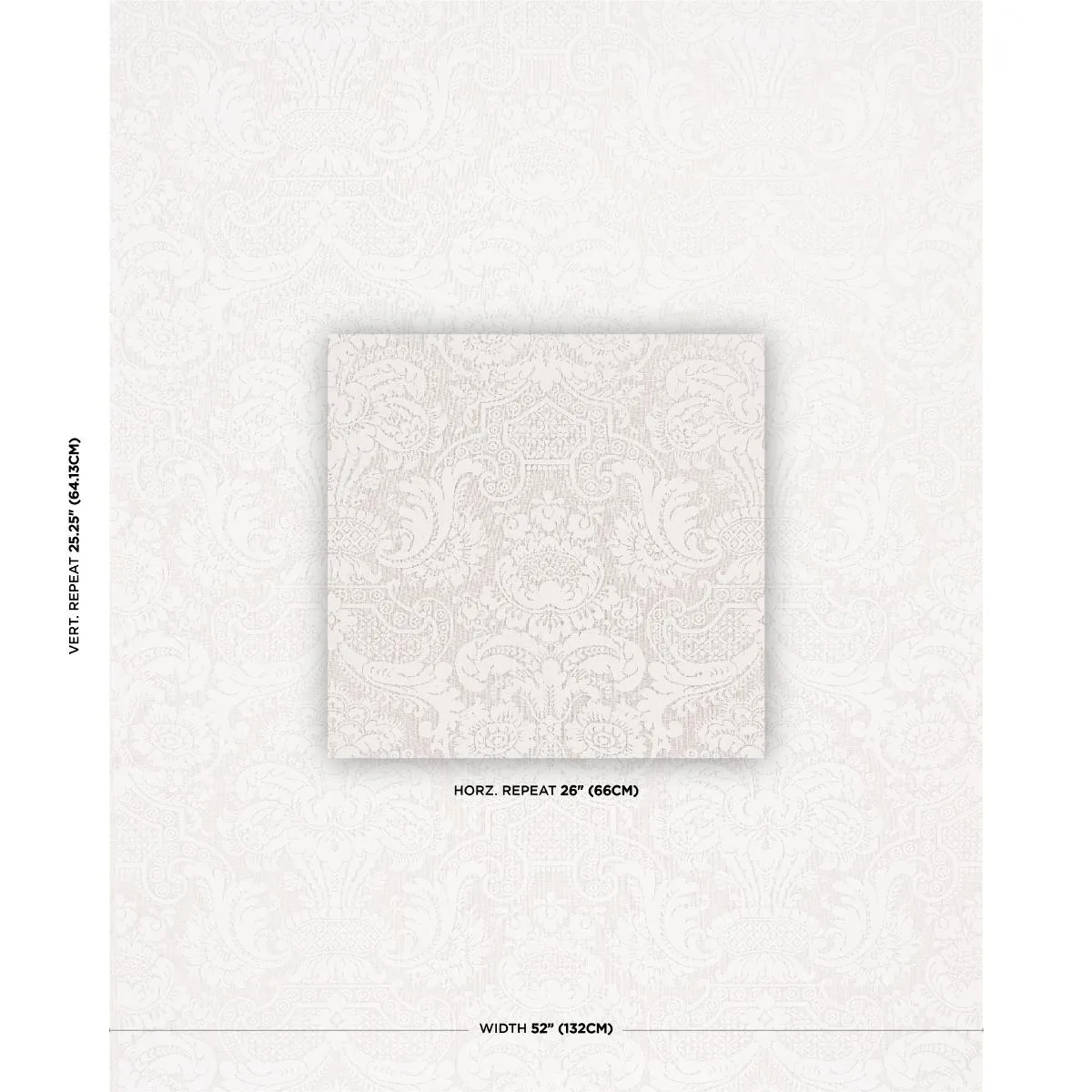 Schumacher 174600 Padova Damask Natural Ivory fabric swatch