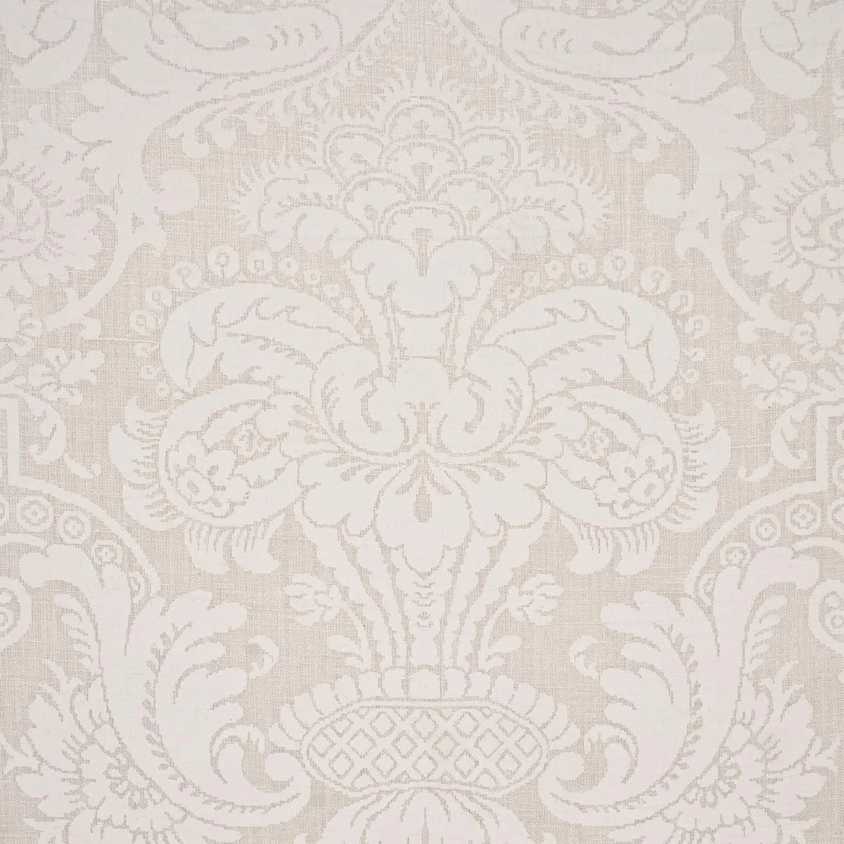 Schumacher 174600 Padova Damask Natural Ivory fabric swatch