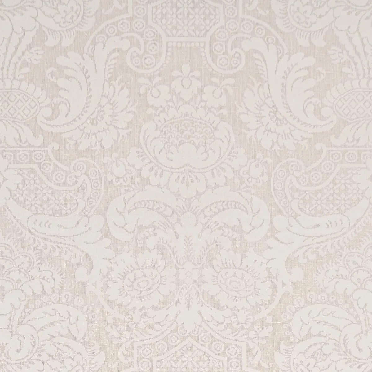 Schumacher 174600 Padova Damask Natural Ivory fabric swatch