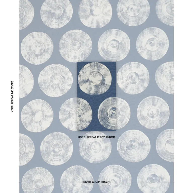 Schumacher 183181 Painted Circles Indigo fabric swatch
