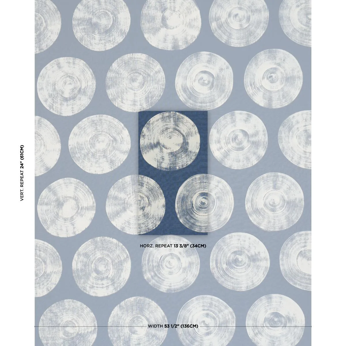 Schumacher 183181 Painted Circles Indigo fabric swatch