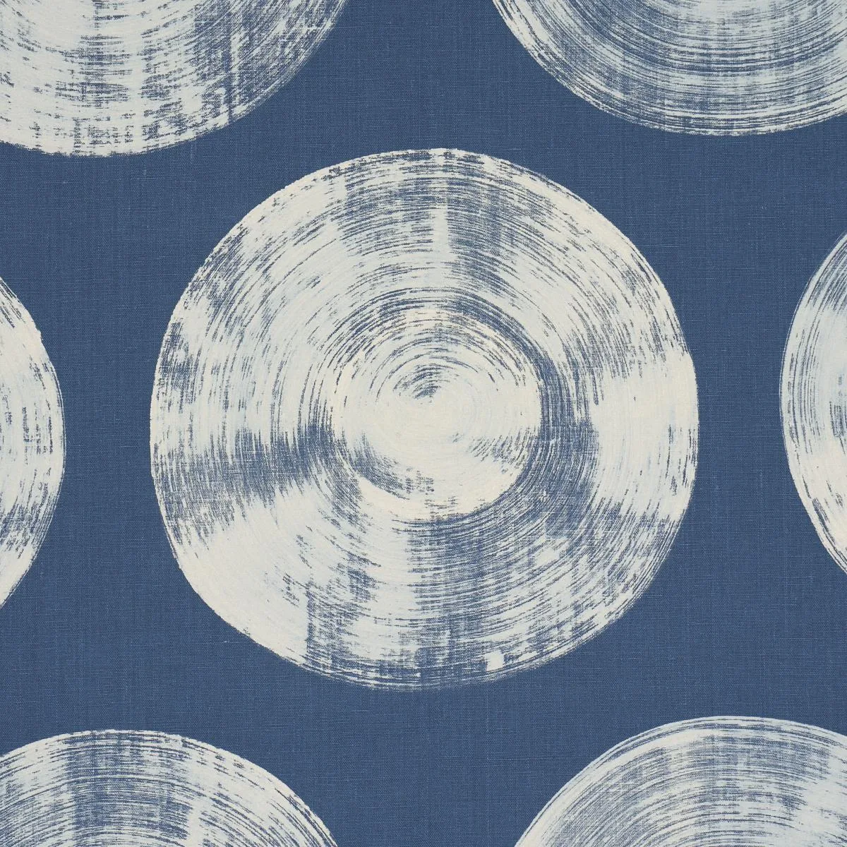 Schumacher 183181 Painted Circles Indigo fabric swatch