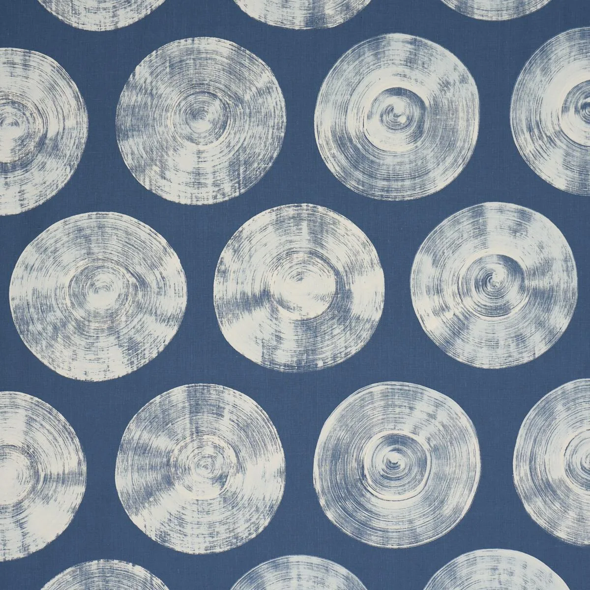 Schumacher 183181 Painted Circles Indigo fabric swatch