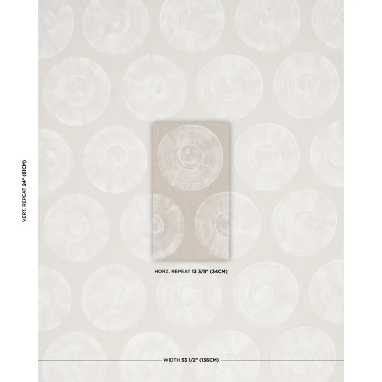 Schumacher 183180 Painted Circles Neutral fabric swatch