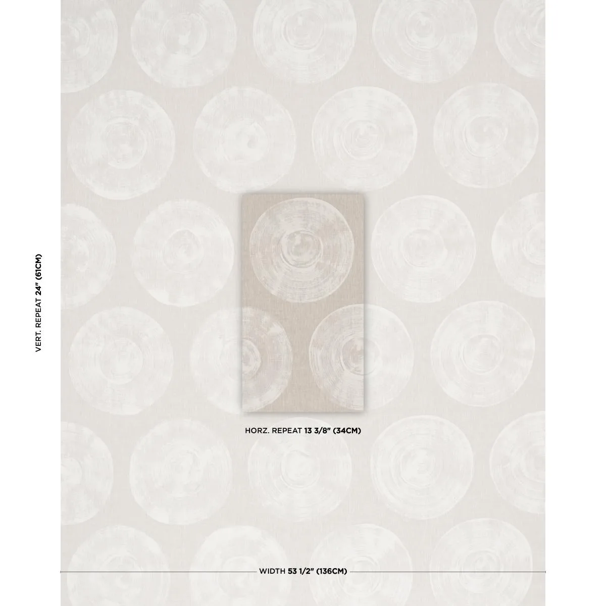 Schumacher 183180 Painted Circles Neutral fabric swatch