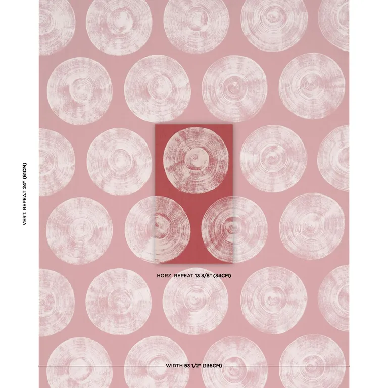 Schumacher 183182 Painted Circles Red fabric swatch