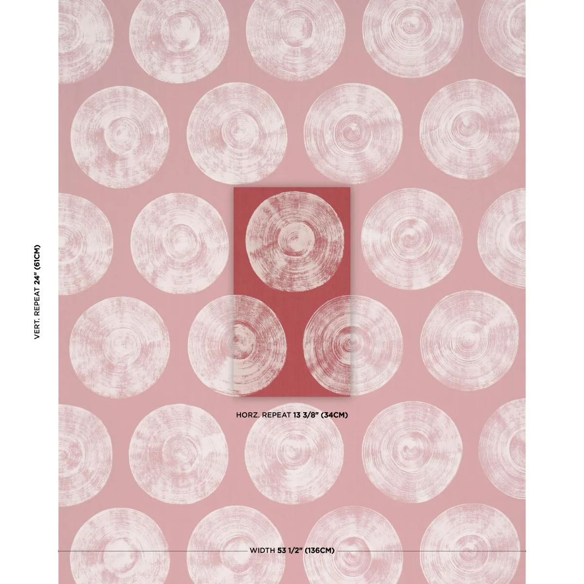Schumacher 183182 Painted Circles Red fabric swatch