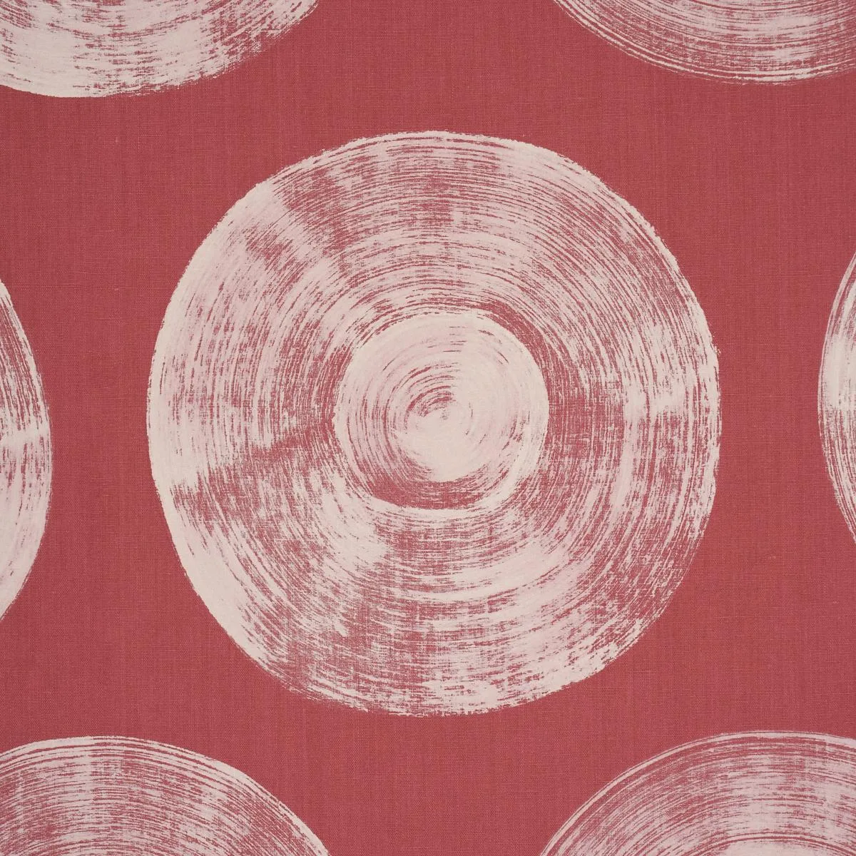 Schumacher 183182 Painted Circles Red fabric swatch