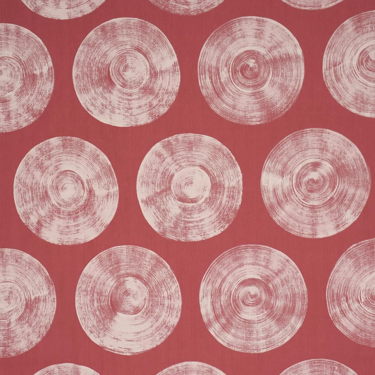 Schumacher 183182 Painted Circles Red fabric swatch