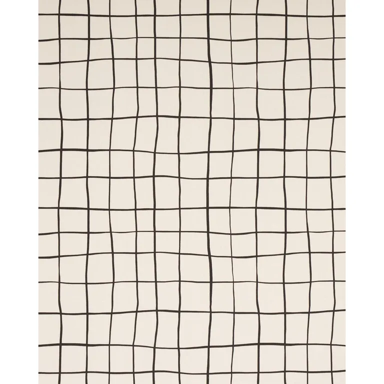 Schumacher 180290 Painterly Windowpane Black fabric swatch