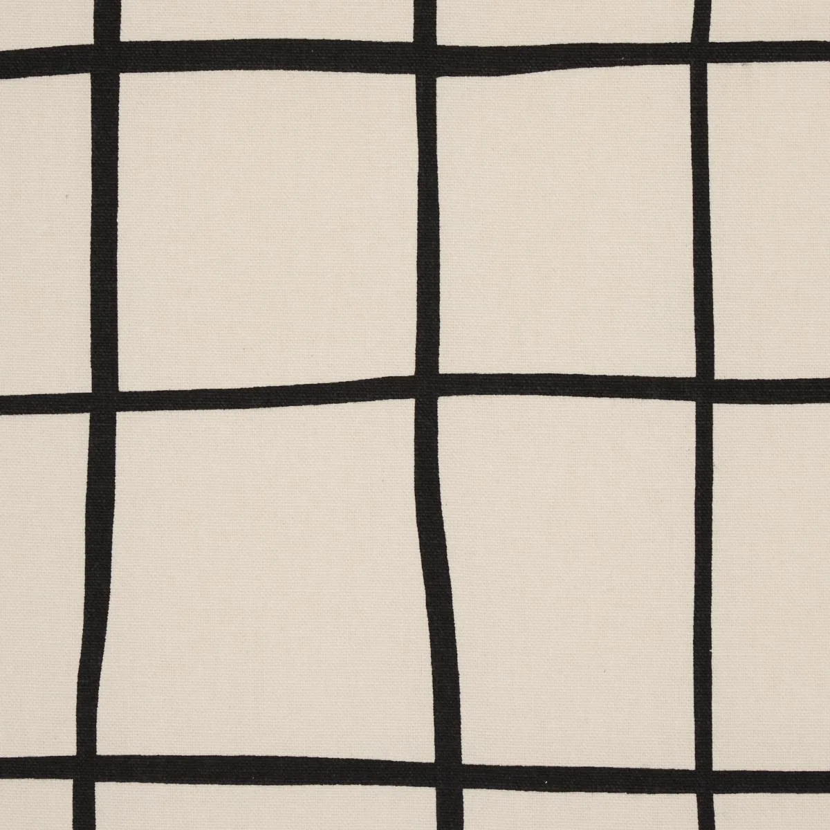Schumacher 180290 Painterly Windowpane Black fabric swatch