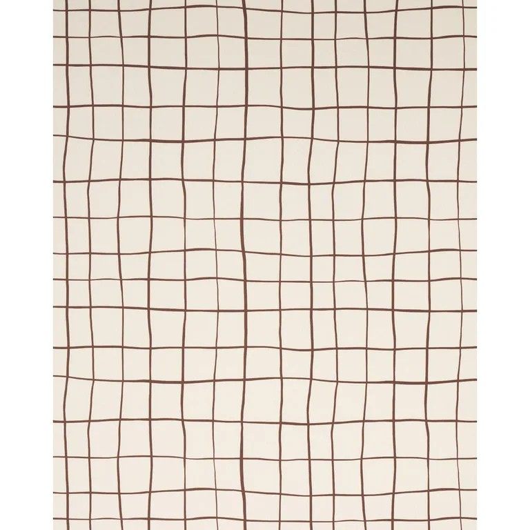 Schumacher 180291 Painterly Windowpane Brown fabric swatch