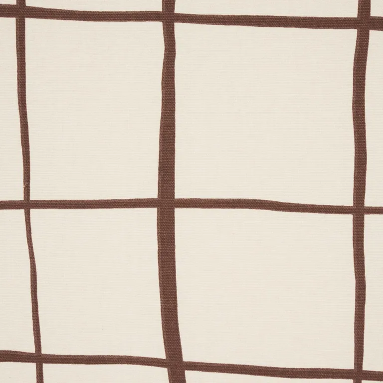 Schumacher 180291 Painterly Windowpane Brown fabric swatch