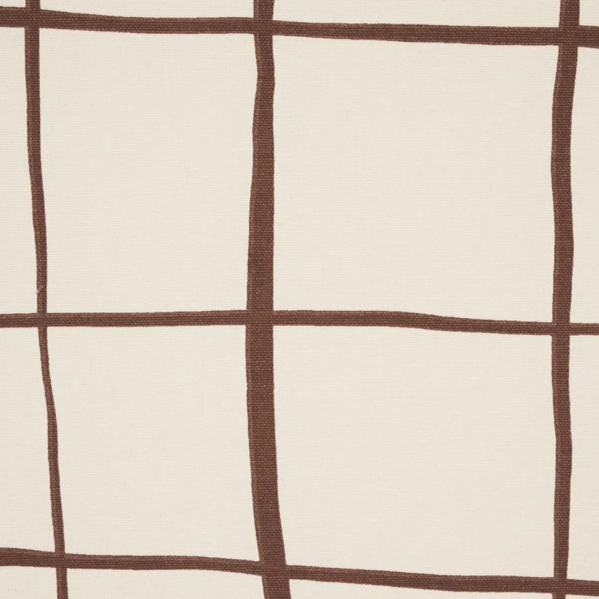 Schumacher 180291 Painterly Windowpane Brown fabric swatch