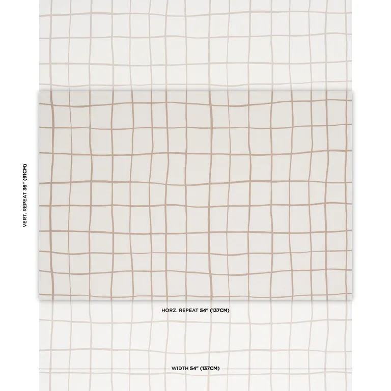 Schumacher 180294 Painterly Windowpane Neutral fabric swatch