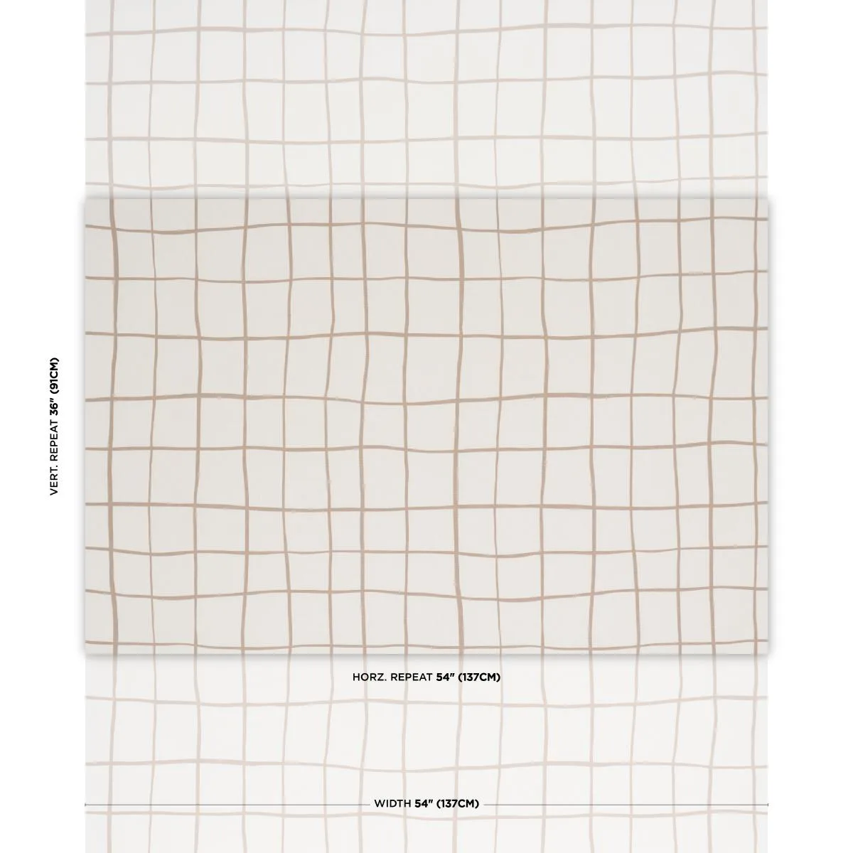 Schumacher 180294 Painterly Windowpane Neutral fabric swatch