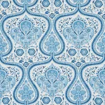 Schumacher 179860 Paisley Court Blue fabric swatch