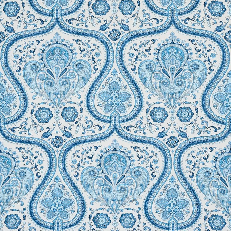 Schumacher 179860 Paisley Court Blue fabric swatch
