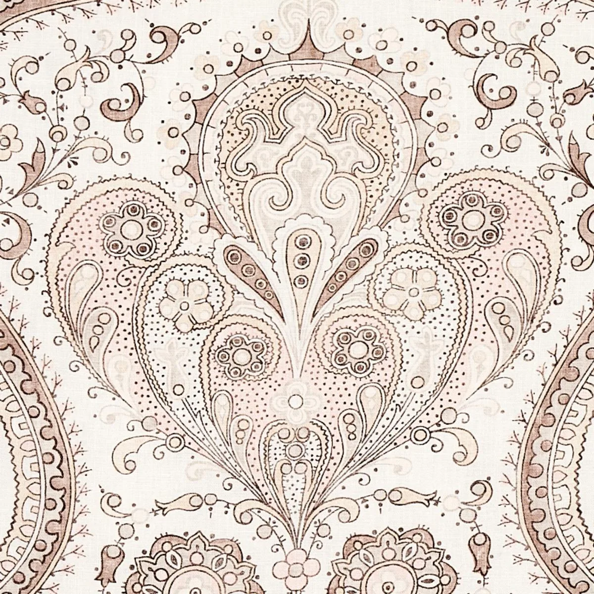 Schumacher 179862 Paisley Court Neutral fabric swatch