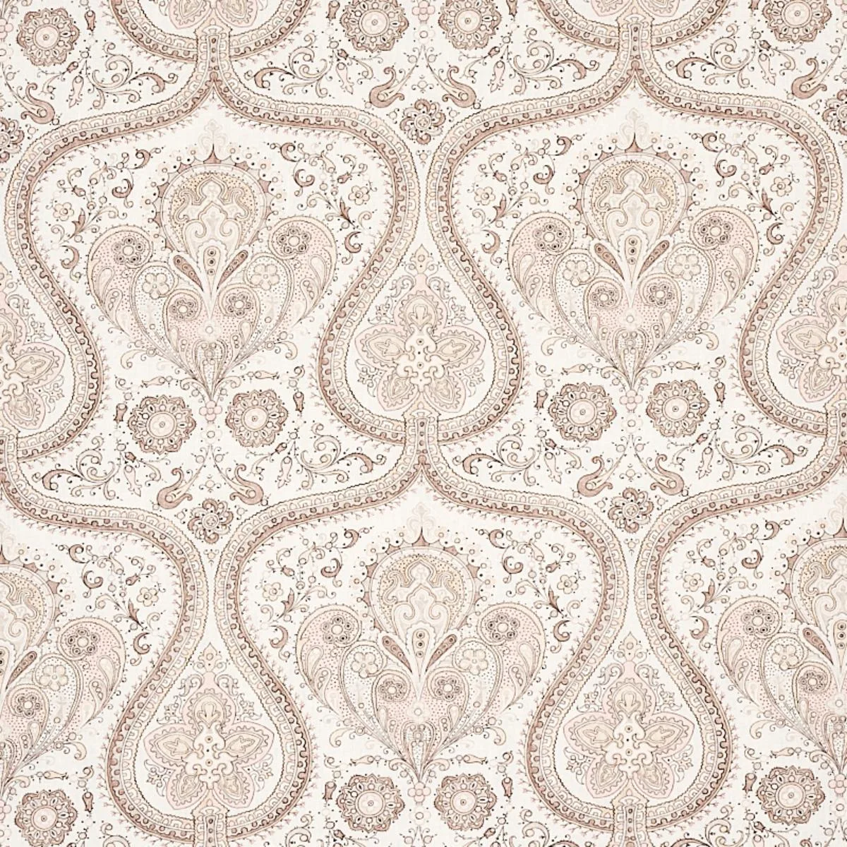 Schumacher 179862 Paisley Court Neutral fabric swatch