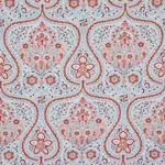 Schumacher 179861 Paisley Court Sky & Rose fabric swatch