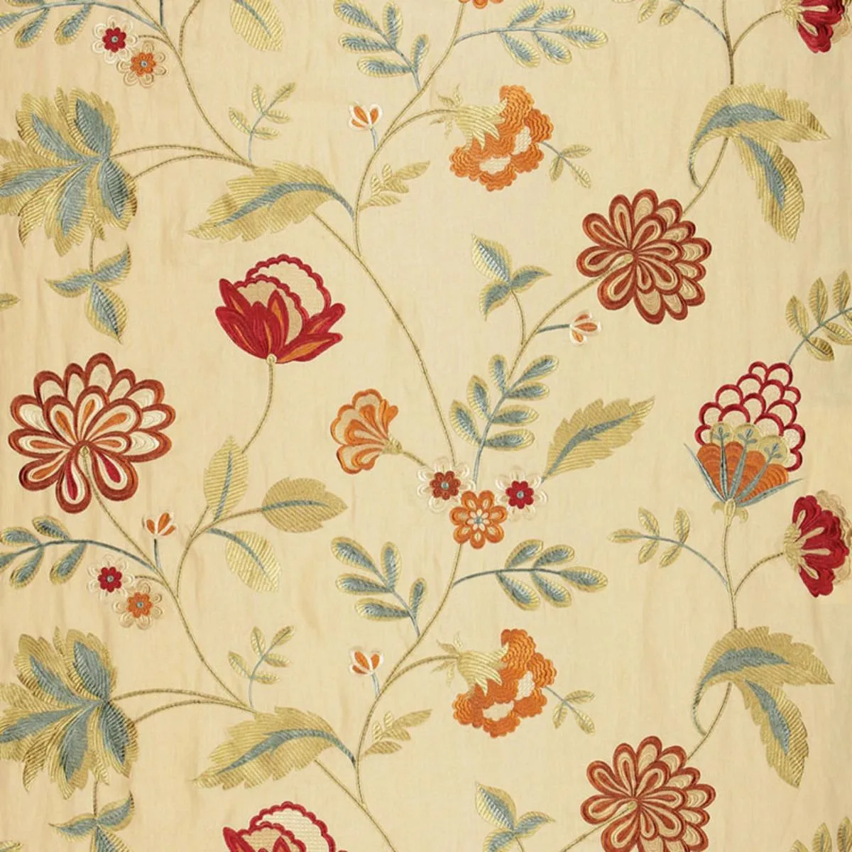 Schumacher 64842 Palampore Embroidery Biscuit fabric swatch